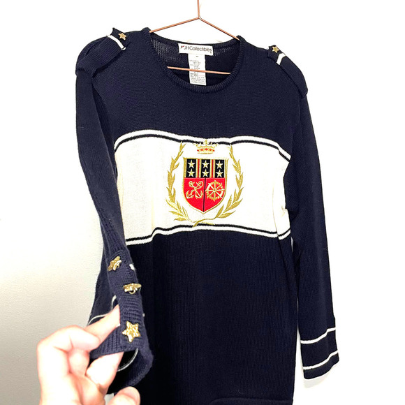 JH Collectibles Gold Crest Stars Crewneck Vintage Womens Sweater Star Studded M - Picture 2 of 7